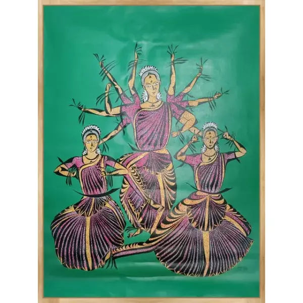 Indian Dancers large portrait Canvas Art - Green Ninja