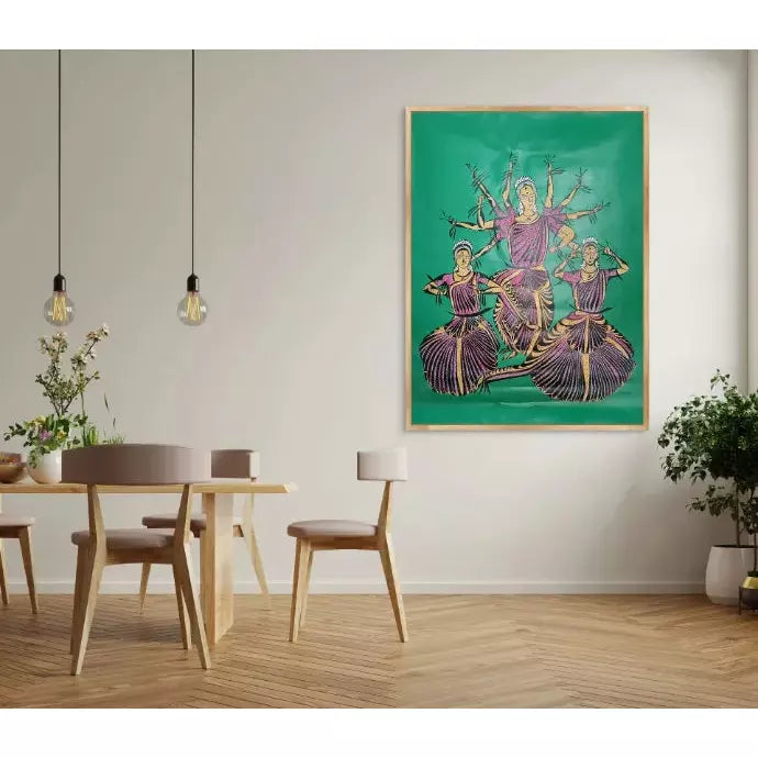 Indian Dancers large portrait Canvas Art - Green Ninja