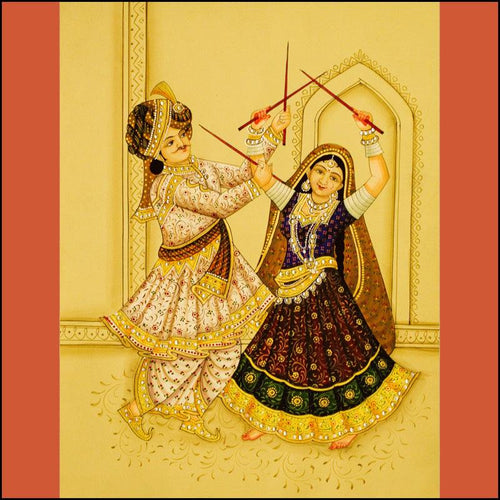 Indian Dancing Couple Painting - Green Ninja