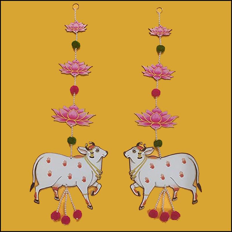 Kamdhenu with Lotus Wall Hanging - Green Ninja