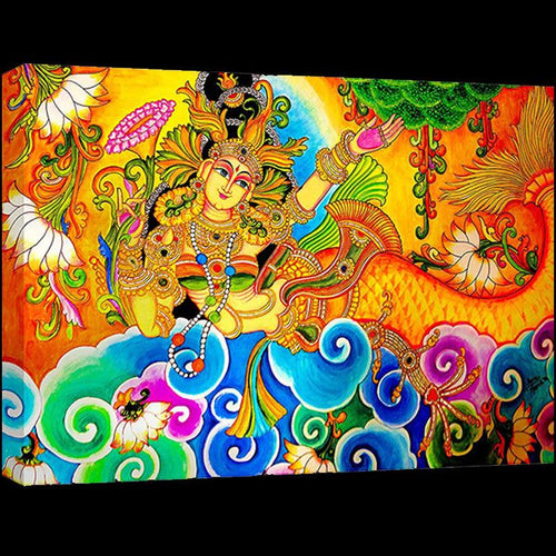 Kerala Mural Art Canvas Painting - Green Ninja