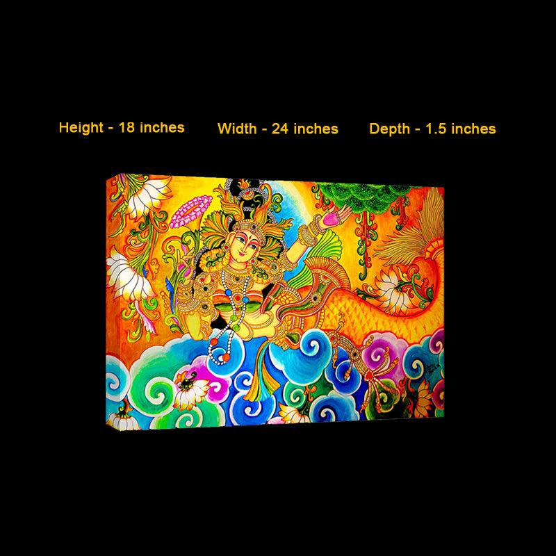 Kerala Mural Art Canvas Painting - Green Ninja