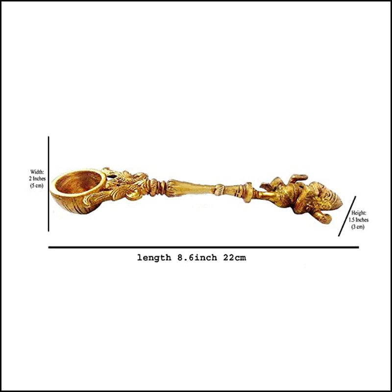 Large Brass Ganesha Hawan Spoon - Green Ninja
