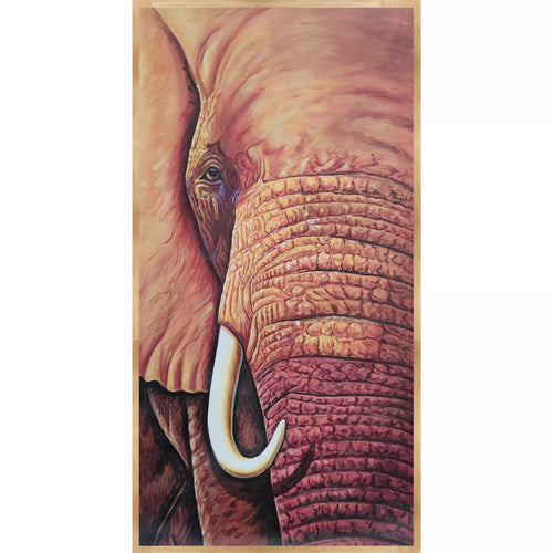 Large Elephant Portrait Canvas Art - Green Ninja