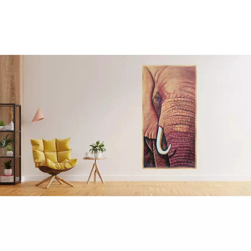 Large Elephant Portrait Canvas Art - Green Ninja
