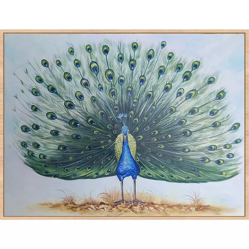 Large Peacock Portrait canvas art - Green Ninja