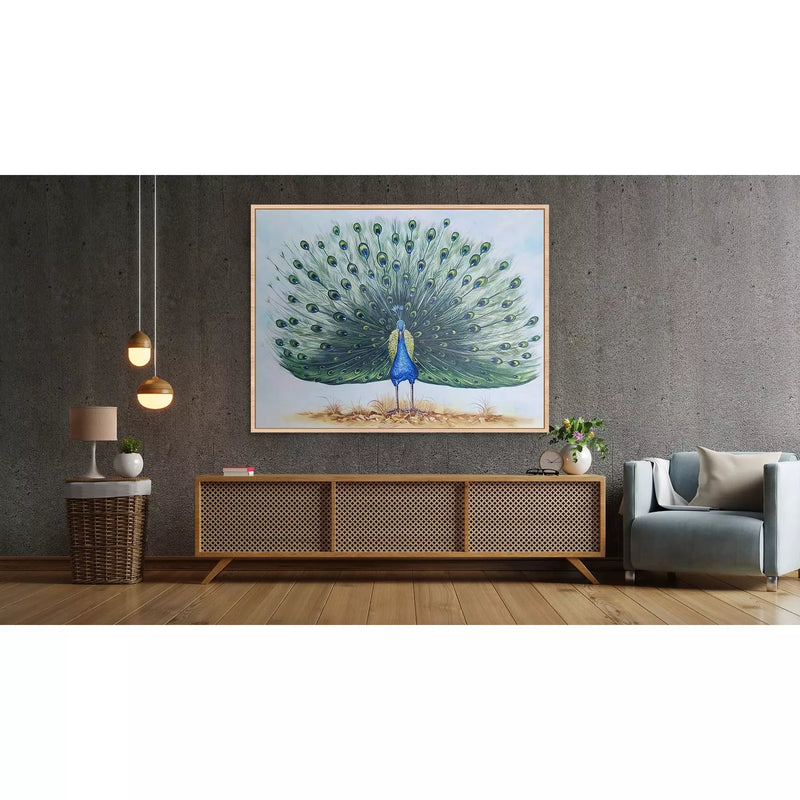 Large Peacock Portrait canvas art - Green Ninja