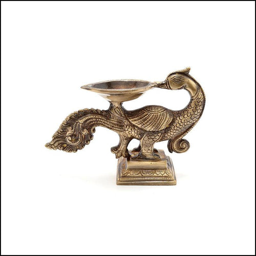 Large Single Peacock Diya - Green Ninja