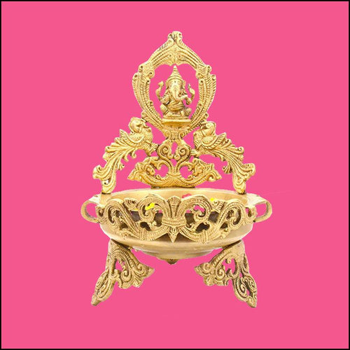 Lord Ganesha Large Brass Urli - Green Ninja