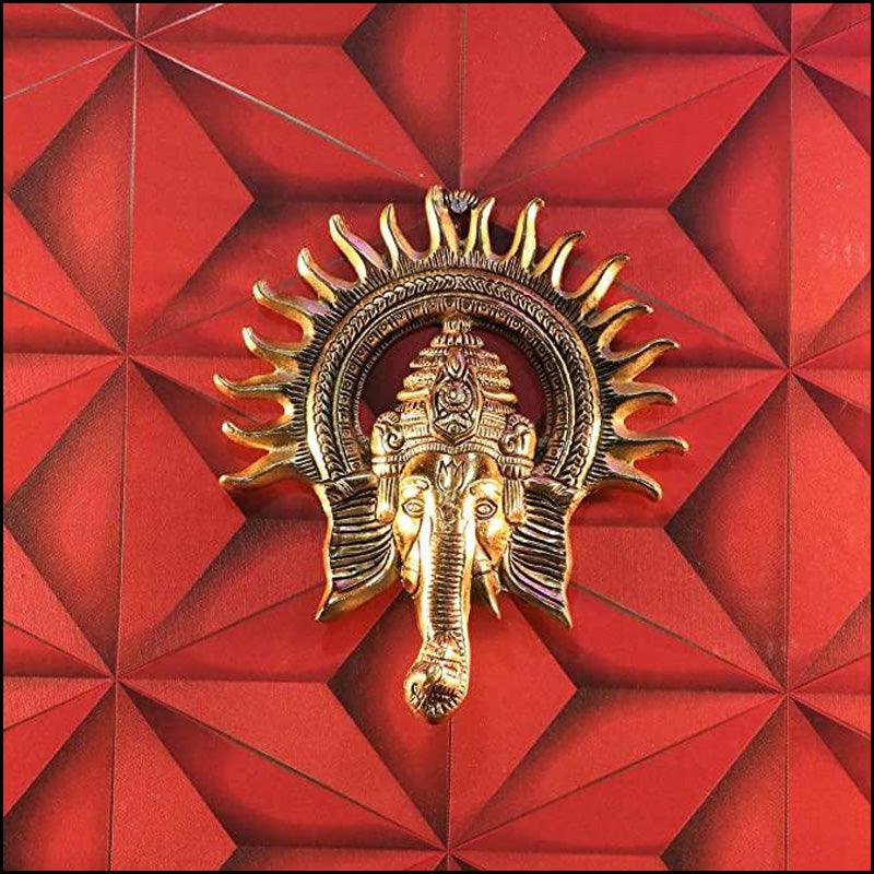 Lord Ganesha with Sun Rays Wall Hanging - Green Ninja