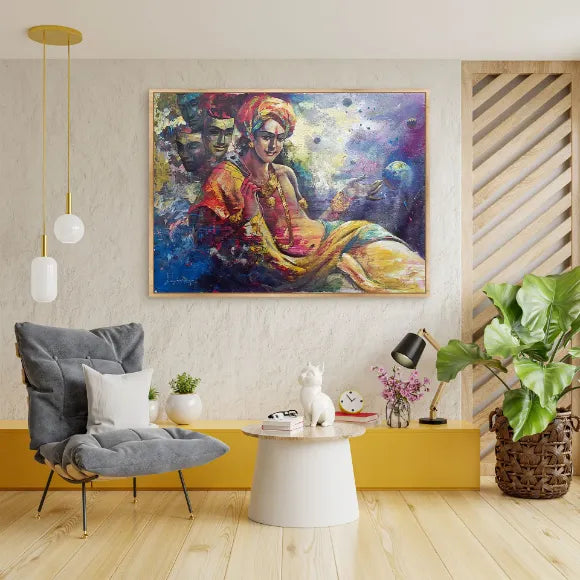 Lord Krishna Landscape Canvas Art - Green Ninja
