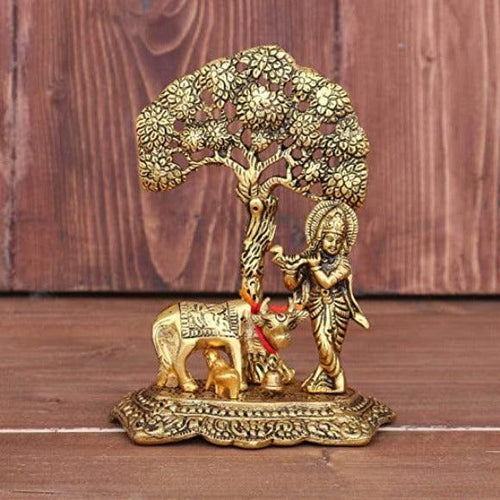 Lord Krishna Playing Flute under Tree - Green Ninja