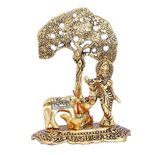 Lord Krishna Playing Flute under Tree - Green Ninja
