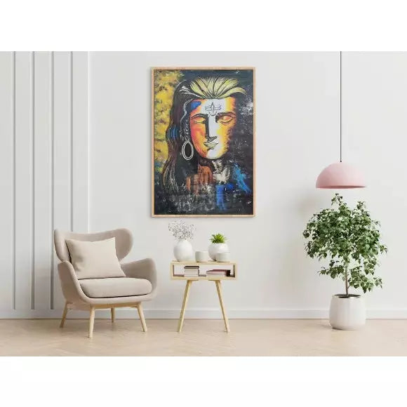 Lord Shiva Portrait Canvas Art - Green Ninja