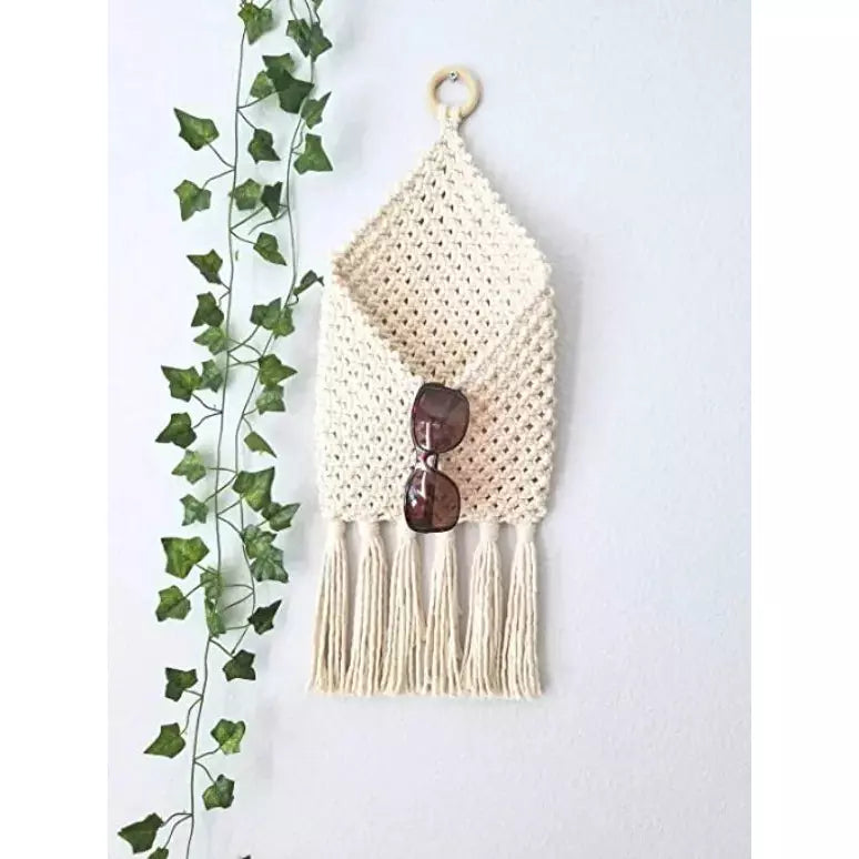 Macrame Wall Hanging Decor Pouch - Green Ninja