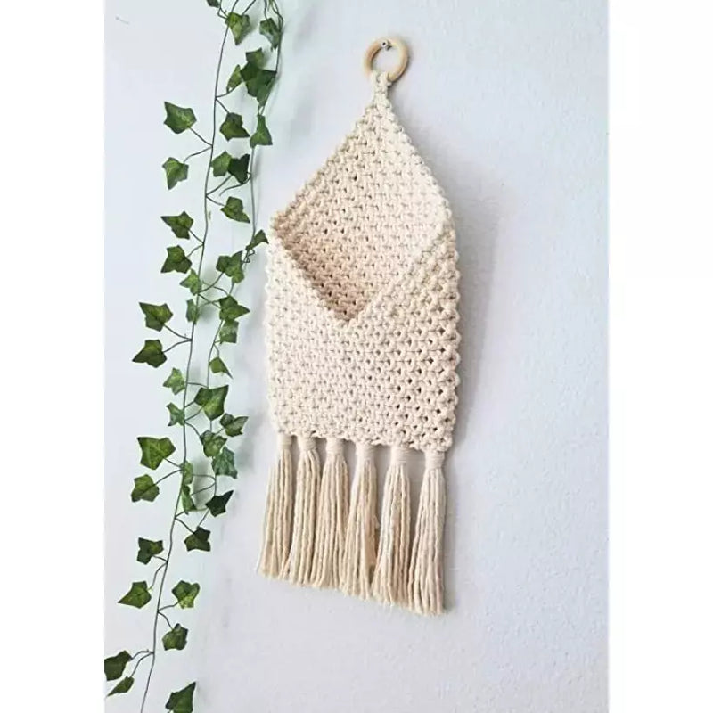 Macrame Wall Hanging Decor Pouch - Green Ninja