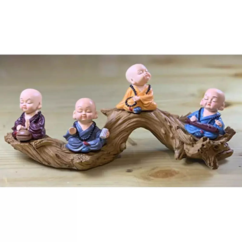 Meditating Miniature Monks on Trunk - Green Ninja