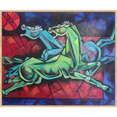 Modern Horse Landscape canvas art - Green Ninja