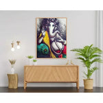 Monochromatic Lord Ganesha Portrait Canvas Art - Green Ninja