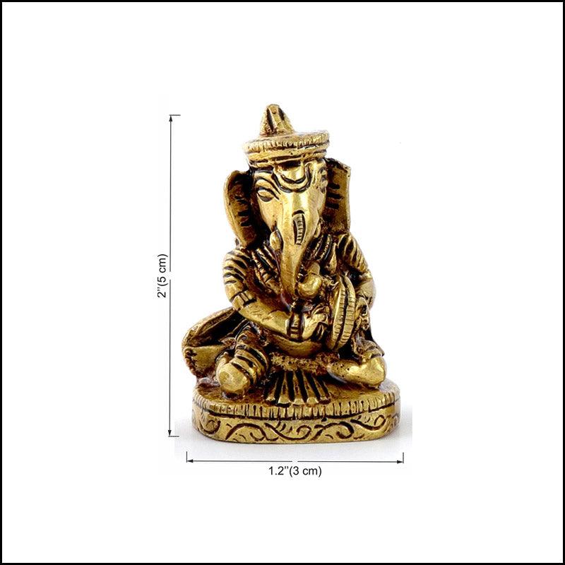 Musical Brass Miniature Ganeshas - Green Ninja