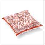Orange Hand Block Printed Cushion Covers - Green Ninja