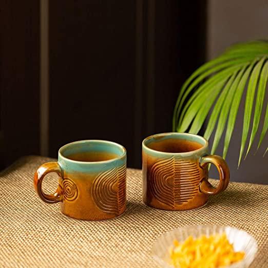 Peacock Feather Inspired Mugs - Green Ninja