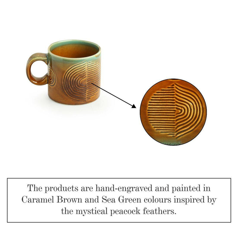 Peacock Feather Inspired Mugs - Green Ninja