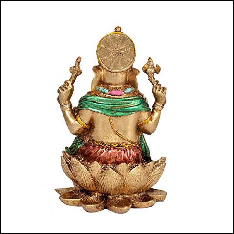 Poly-resin Lord Ganesha on Lotus - Green Ninja