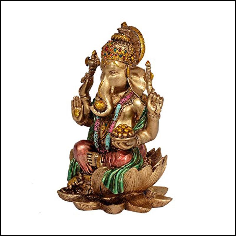Poly-resin Lord Ganesha on Lotus - Green Ninja
