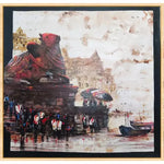 Pooja at Ghat landscape canvas art - Green Ninja