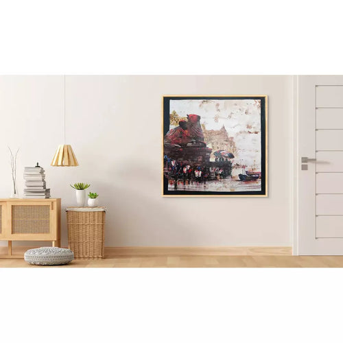 Pooja at Ghat landscape canvas art - Green Ninja