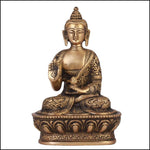 Pure Brass Buddha Idol Draped in Shawl - Green Ninja