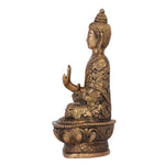 Pure Brass Buddha Idol Draped in Shawl - Green Ninja