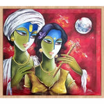 Radha Krishna Landscape Canvas Art - Green Ninja