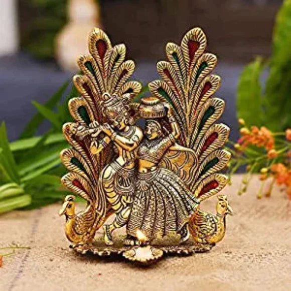 Radha Krishna Metal Diya - Green Ninja