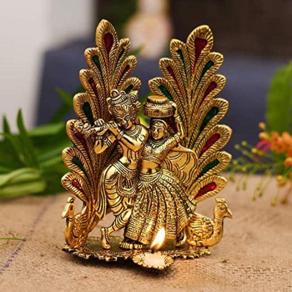 Radha Krishna Metal Diya - Green Ninja