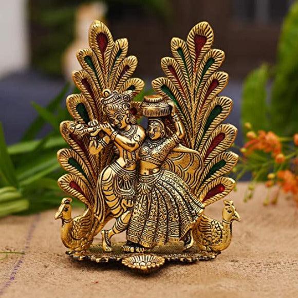 Radha Krishna Metal Diya - Green Ninja