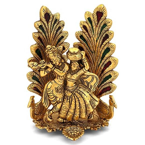 Radha Krishna Metal Diya - Green Ninja