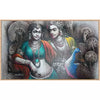 Radha Krishna Monochromatic Landscape Canvas Art - Green Ninja