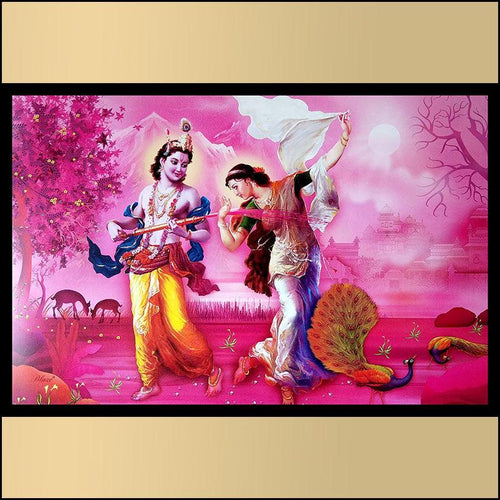 Radha Krishna Playing Holi Painting - Green Ninja