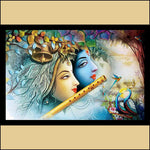 Radha Krishna with Flute Painting - Green Ninja