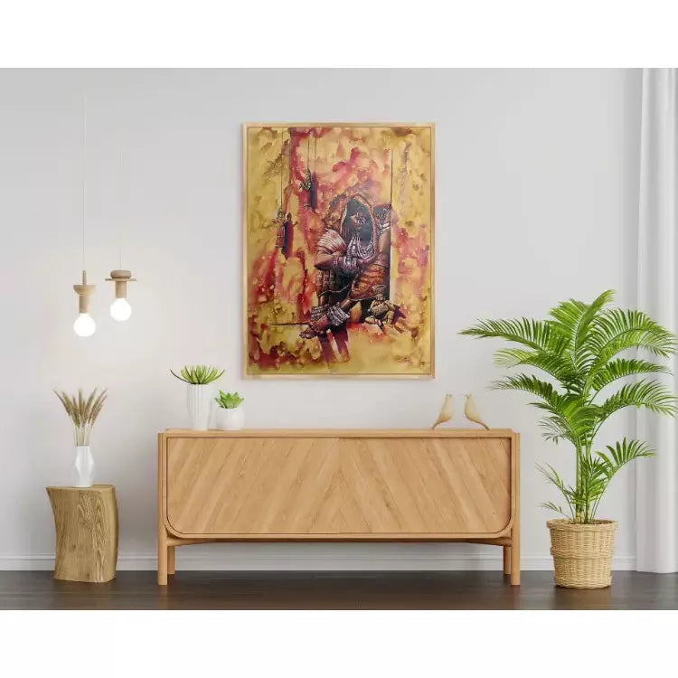 Rajasthani Lady Portrait Canvas Art - Green Ninja