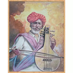 Rajasthani Musician Portrait Canvas Art - Green Ninja