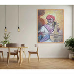 Rajasthani Musician Portrait Canvas Art - Green Ninja
