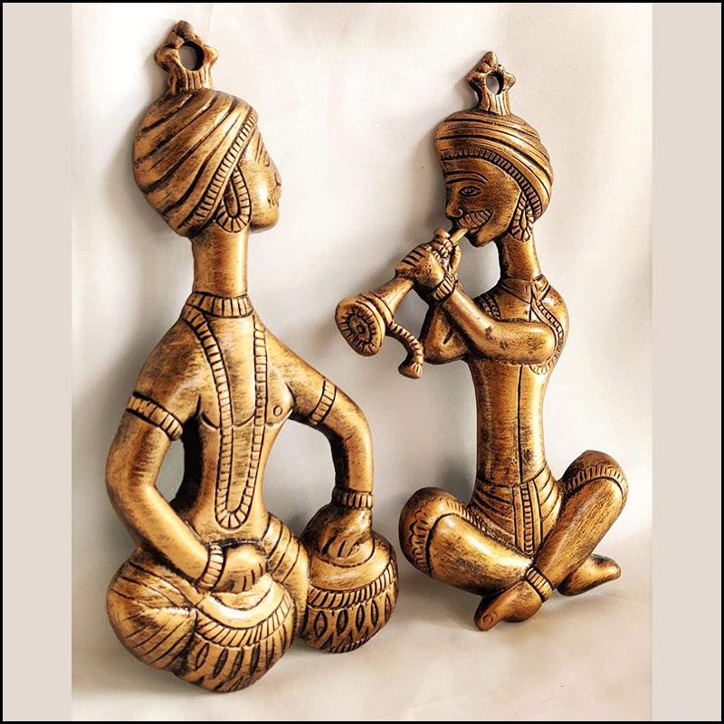 Rajasthani Musicians Metal Wall Hanging - Green Ninja