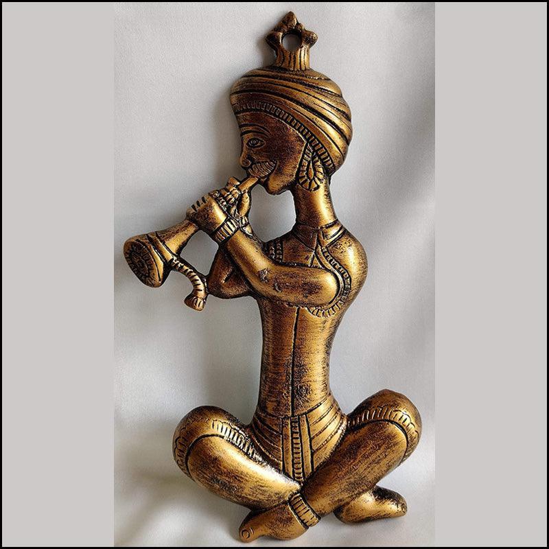 Rajasthani Musicians Metal Wall Hanging - Green Ninja