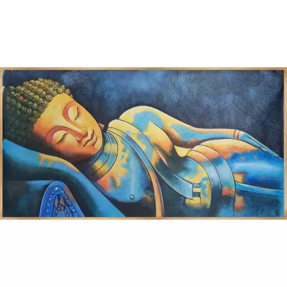 Reclining Lord Buddha Landscape Canvas Art - Green Ninja