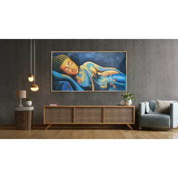 Reclining Lord Buddha Landscape Canvas Art - Green Ninja