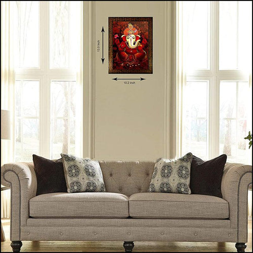 Red Lord Ganesha Wall Painting - Green Ninja