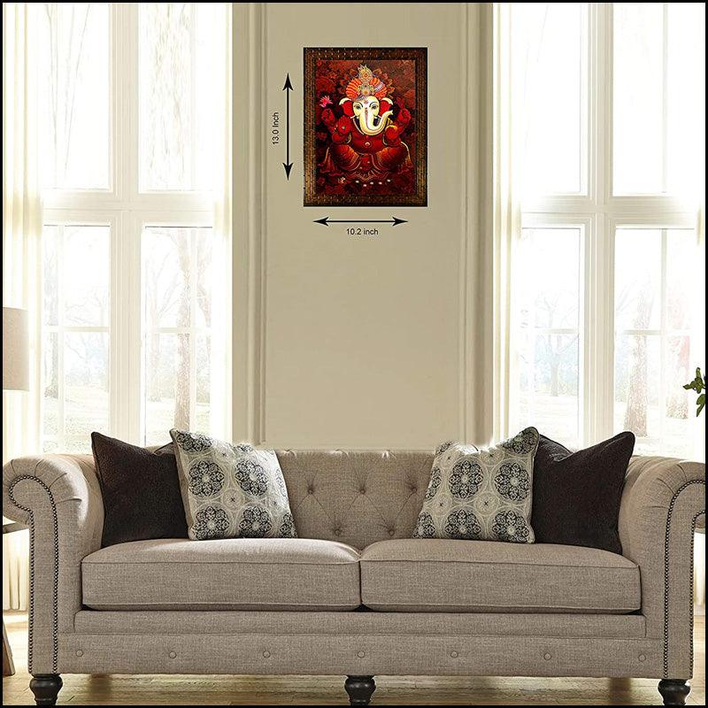 Red Lord Ganesha Wall Painting - Green Ninja